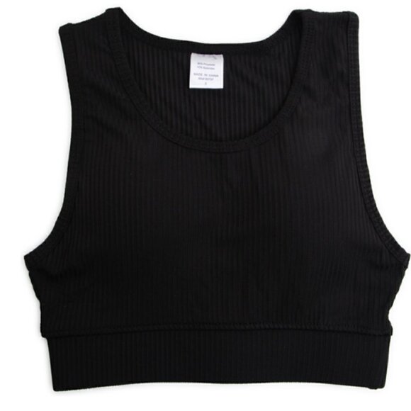 (2 pack) 5Style Sports Bra Juniors M NWT Ribbed Black Gray Athletic Athleisure - Picture 2 of 2